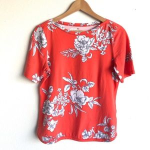 Talbots Boat Neck Orange Floral Top S1